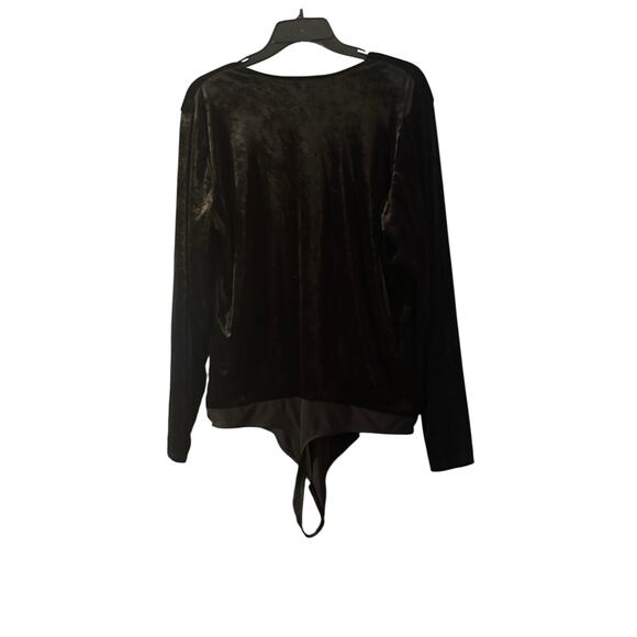 Express Bodysuit Black Velveteen XL Thong Style Long Sleeve Whimsy Goth - Picture 6 of 7
